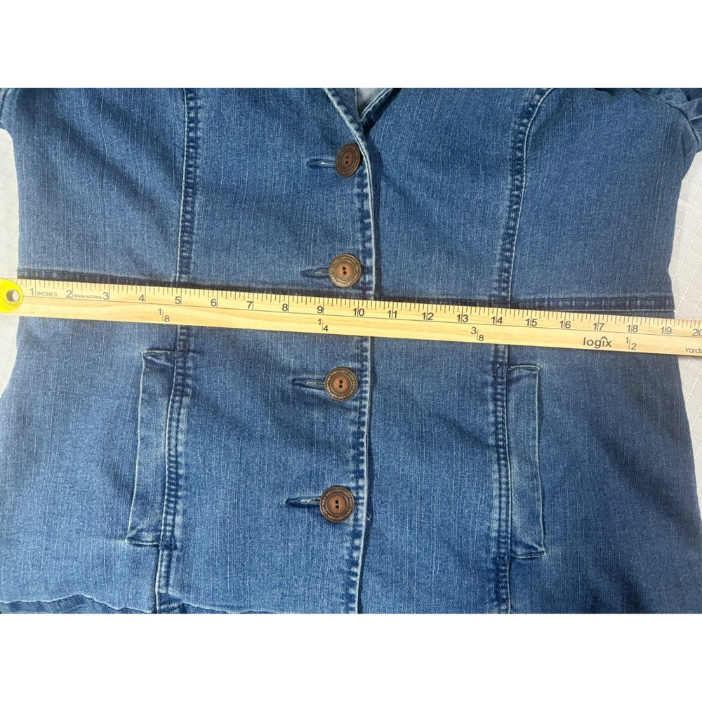 Susan Graver Denim Blazer Jacket Medium Wash Blue Button Front Womens Size M - Picture 4 of 4